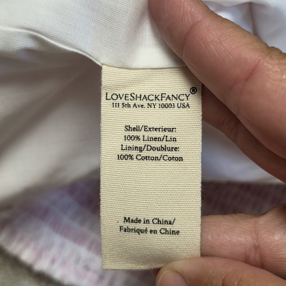 LoveShackFancy Amorana Angel Top Pink Gingham Linen Crop Cami‎ NWT Size 12 $245 - Picture 7 of 10